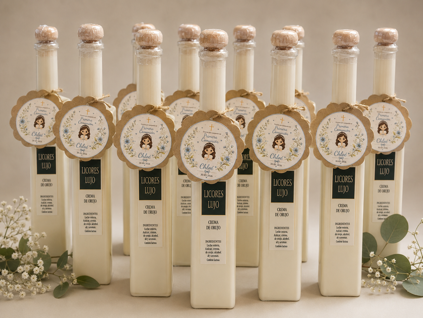 🍾 Botella de Crema de Orujo Personalizada | Primera Comunión