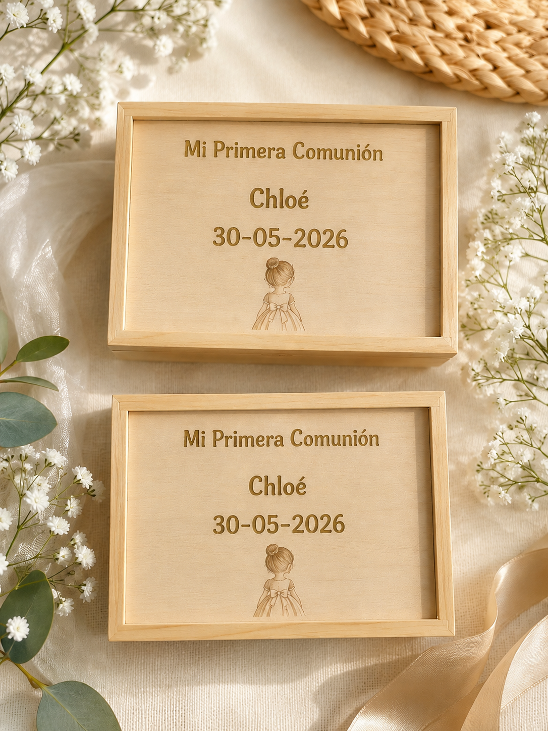 🎲 Caja Personalizada con Juego 3 en Raya | Primera Comunión