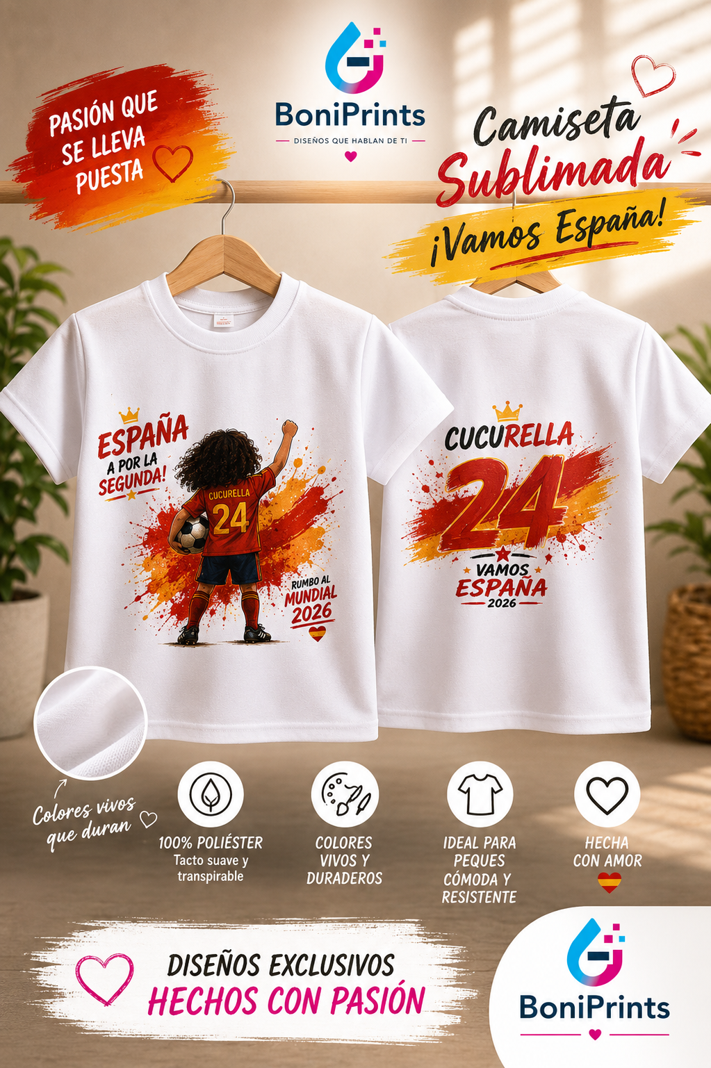 Camiseta sublimada Cucurella 24 - Vamos España Mundial 2026 - BoniPrints