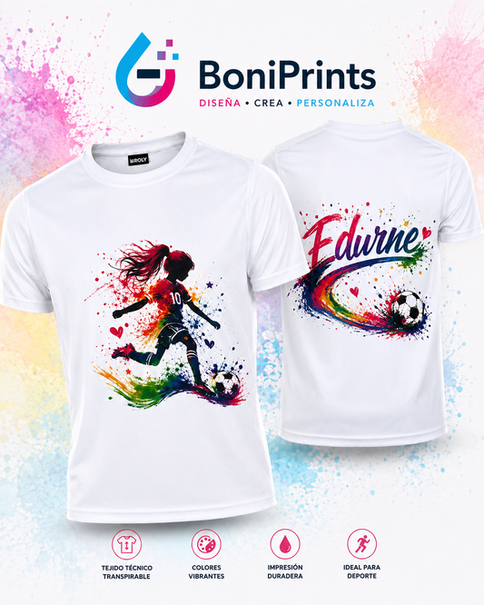 Camiseta de fútbol femenino personalizada con nombre - BoniPrints