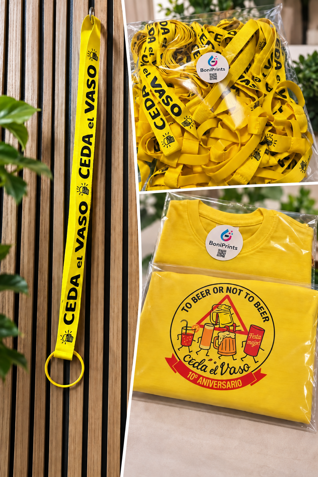 Lanyard portavasos personalizado amarillo de BoniPrints