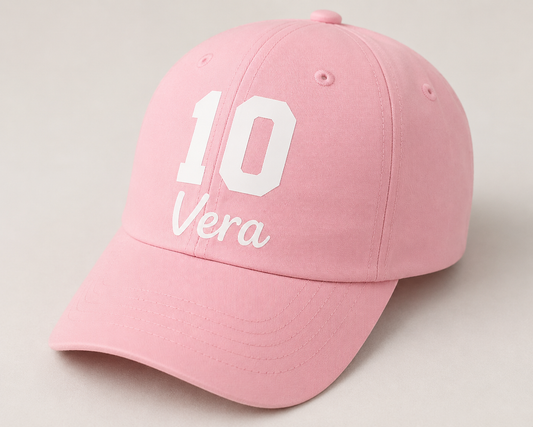 Gorra personalizada rosa con nombre y número