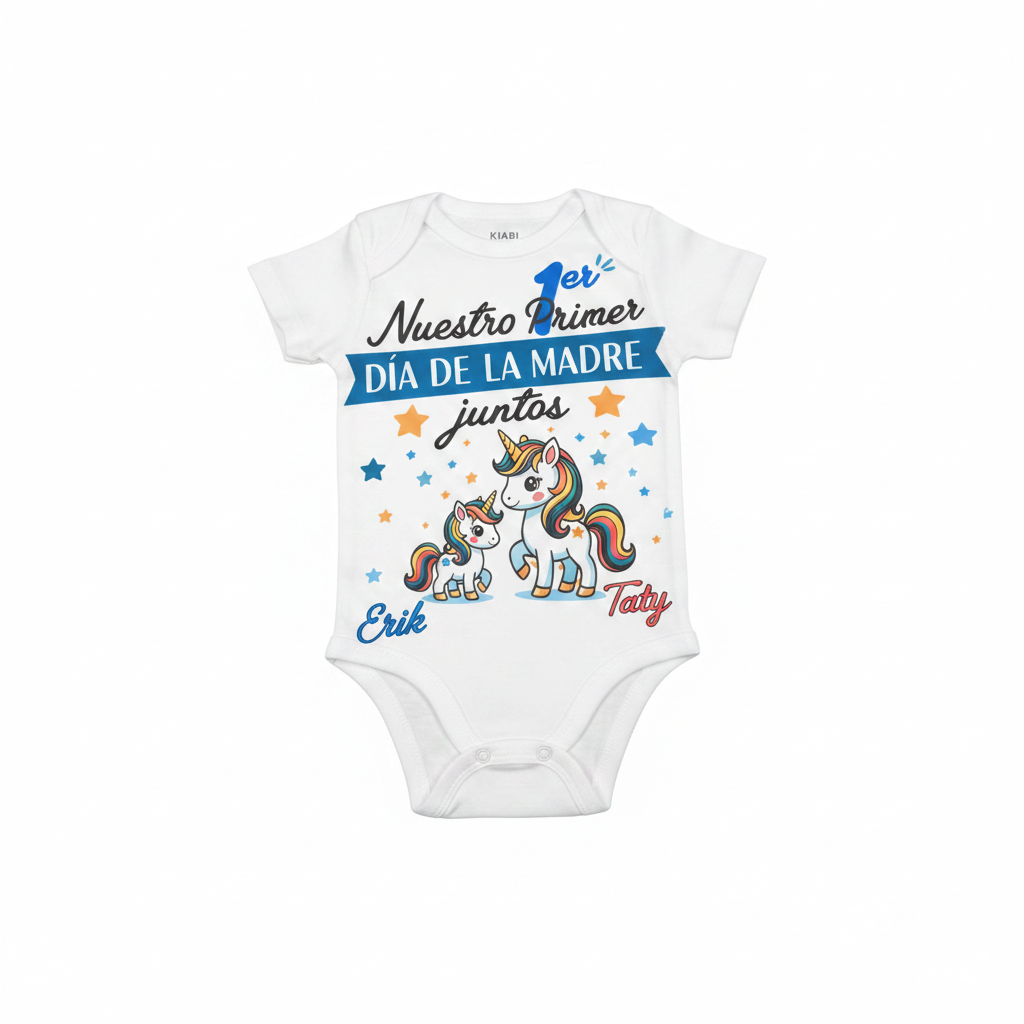 Body bebé personalizado Día de la Madre con diseño de unicornios